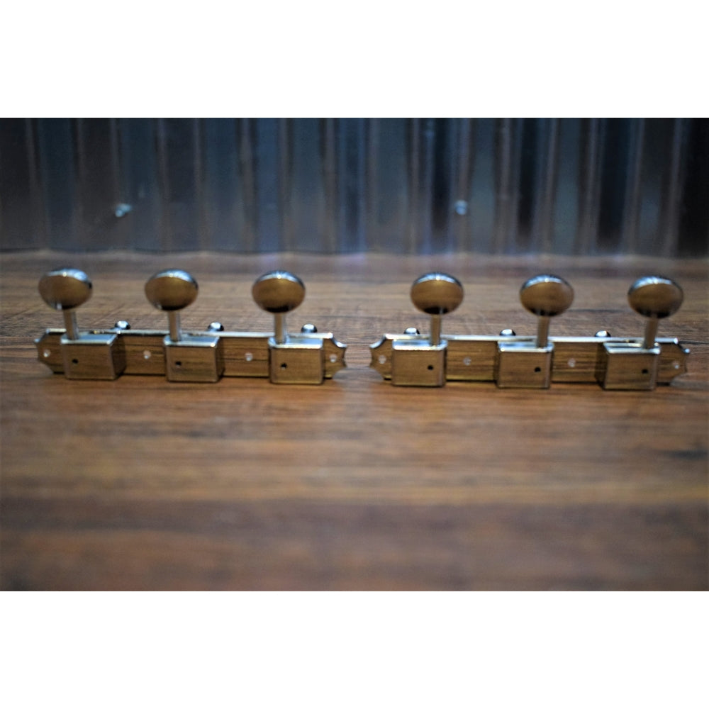Kluson WD90NPM Traditional Oval Button 3+3 Plate Gibson Tuning Machine Set Nickel