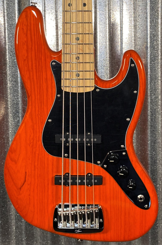 G&L USA JB-5 5 String Jazz Bass Clear Orange & Case JB5 Blem #1110