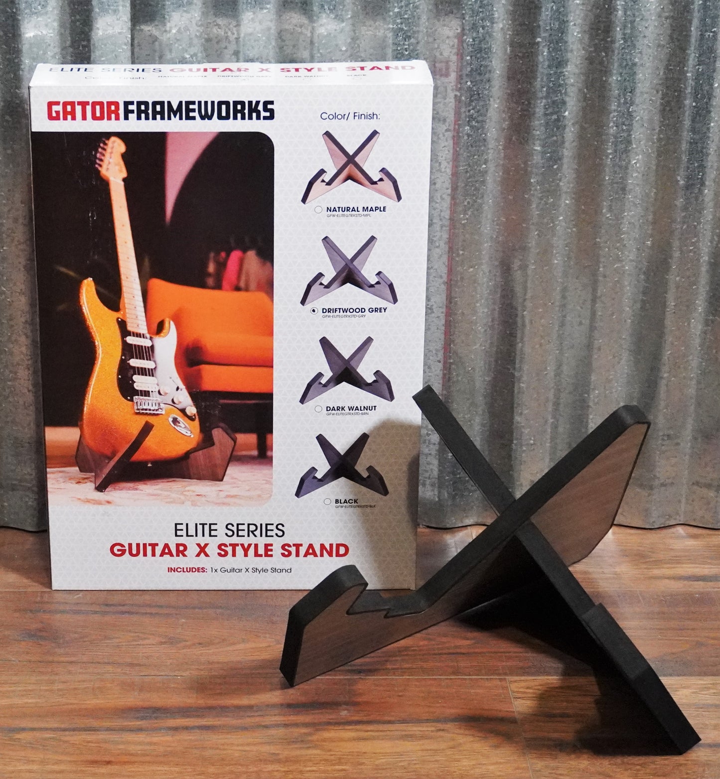 Gator Frameworks GFW-ELITEGTRXSTD-GRY X Floor Guitar Bass Stand Driftwood Grey