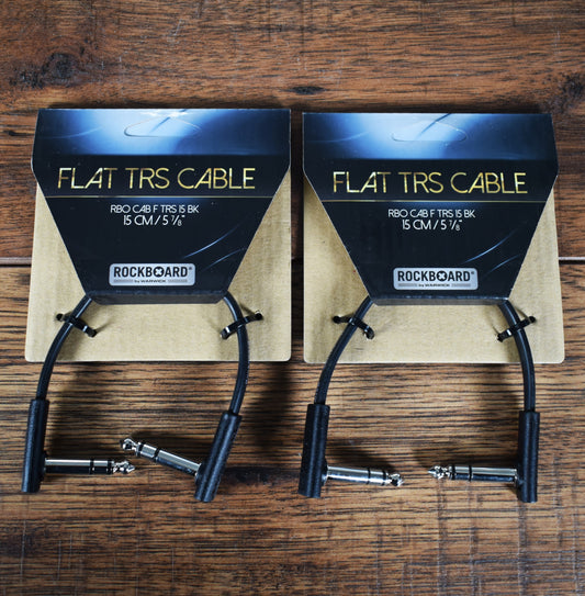 Warwick Rockboard Flat Patch TRS Guitar Bass Pedalboard Expression Cable 15CM 5.90" Black 2 Pack