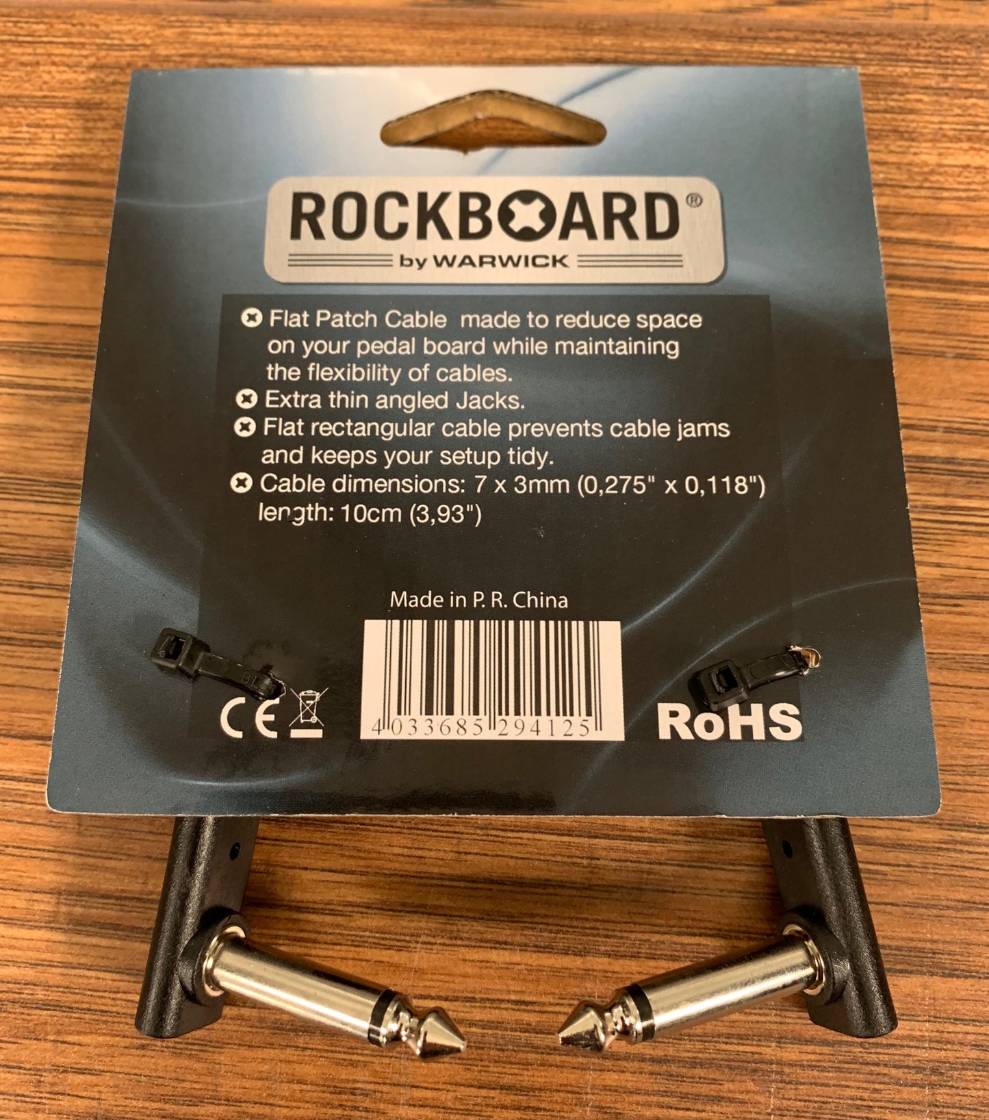 Warwick Rockboard Flat Patch Guitar Bass Pedalboard Cable 10 cm 3.94" Black 3 Pack