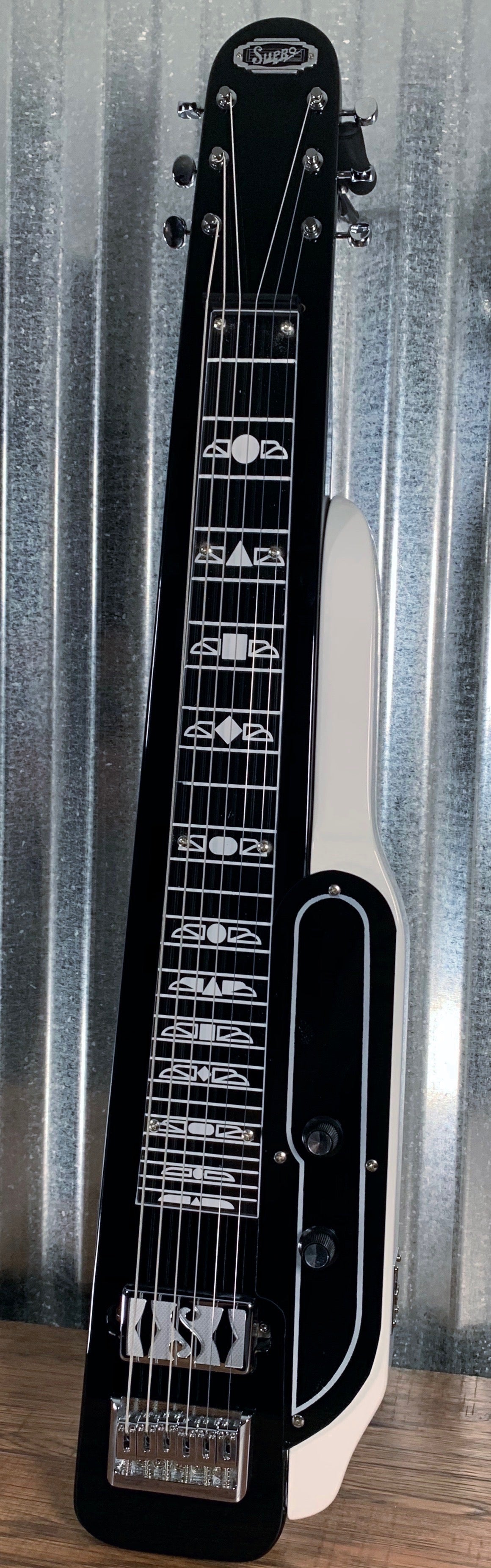 Supro 1466BW Jet Airliner Lap Steel Guitar Black White & Gig Bag #0145