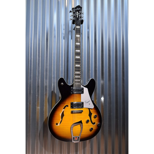 Hagstrom Super VIking SUVIK-TSB Tobacco Sunburst Flame Top Semi-Hollow Guitar #0420