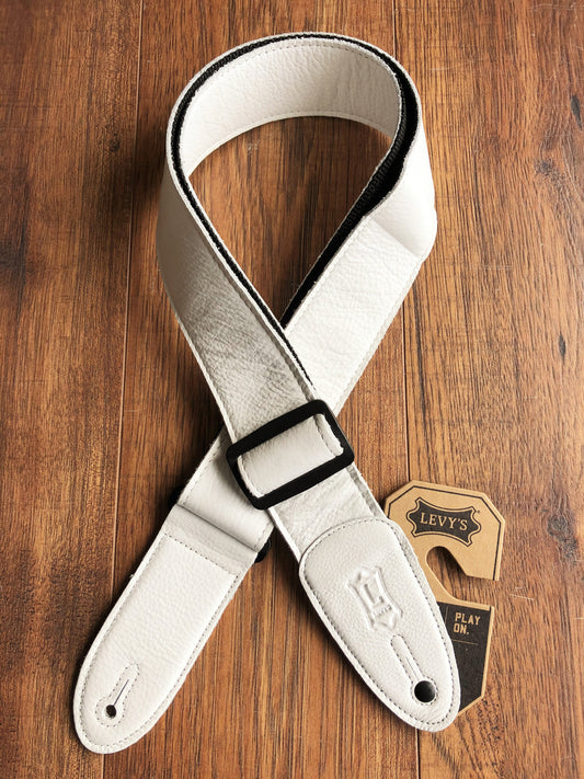 Levy's M7GP-WHT 2" Adjustable Garment Leather Guitar & Bass Strap White