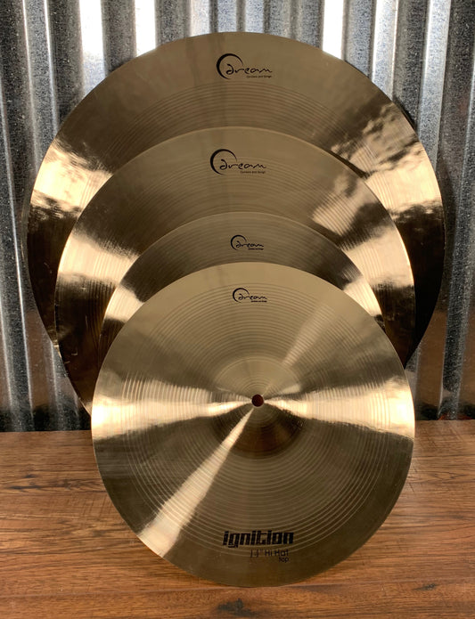 Dream Cymbals IGNCP3+ Ignition Series 3 Piece Cymbal Pack Large - 14" Hi-Hat Set, 18" Crash, 22" Ride & Bag
