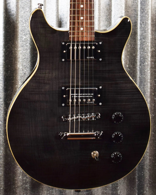 Hamer Archtop Flame Trans Black Double Cut Guitar SATF-TBK #0915 Demo