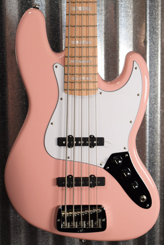 G&L USA JB-5 5 String Jazz Bass Shell Pink & Case 2020 JB5 #9111