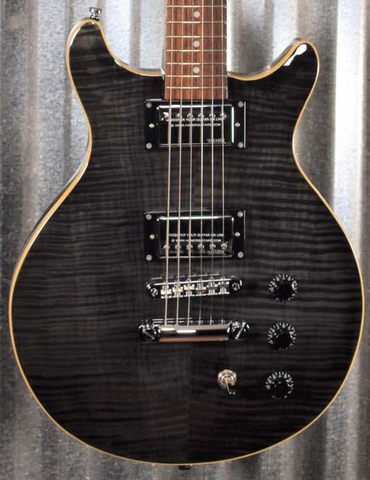 Hamer Archtop Flame Trans Black Double Cut Guitar SATF-TBK #0929 B Stock