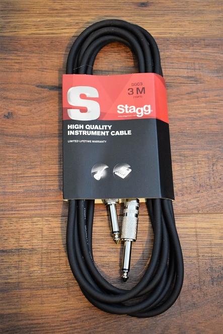 Stagg SGC3 Rubber Jacket 3M 10' Guitar Instrument Signal 1/4" Cable Black