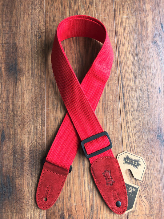 Levy's MC8-RED 2" Adjustable Cotton Guitar & Bass Strap Red