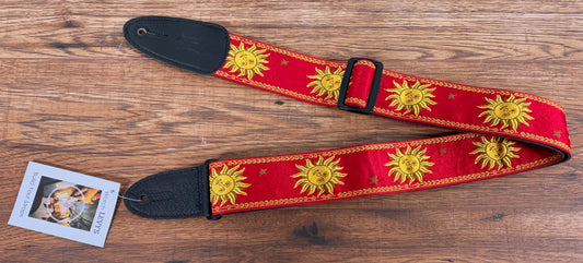 Levy's MPJG-SUN-RED 2" Sun Design Jacquard Weave Guitar Strap Red