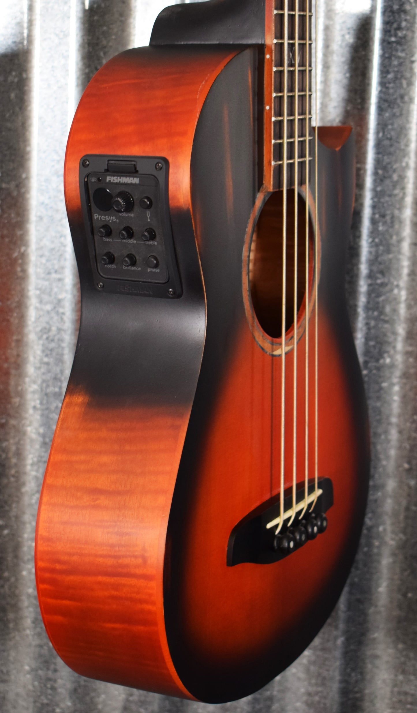 Ortega KT-Walker-V2 Ken Taylor Sunburst Acoustic Electric Short Scale Travel Bass & Bag #8059