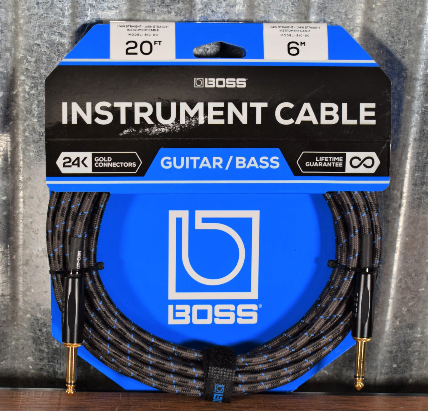 Boss BIC-20 20FT / 6M 1/4" Instrument Cable Straight/Straight