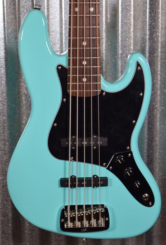 G&L USA JB-5 Turquoise 5 String Jazz Bass Rosewood Satin Neck & Case #6208