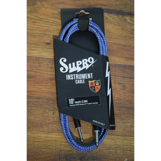 Supro USA CX-10 10' Guitar Bass Instrument Cable Blue