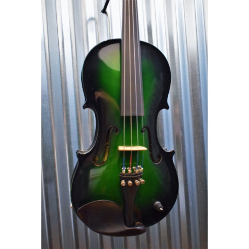 Barcus Berry Vibrato AE 4/4 Violin Acoustic Electric Green with Case & Bow #1455