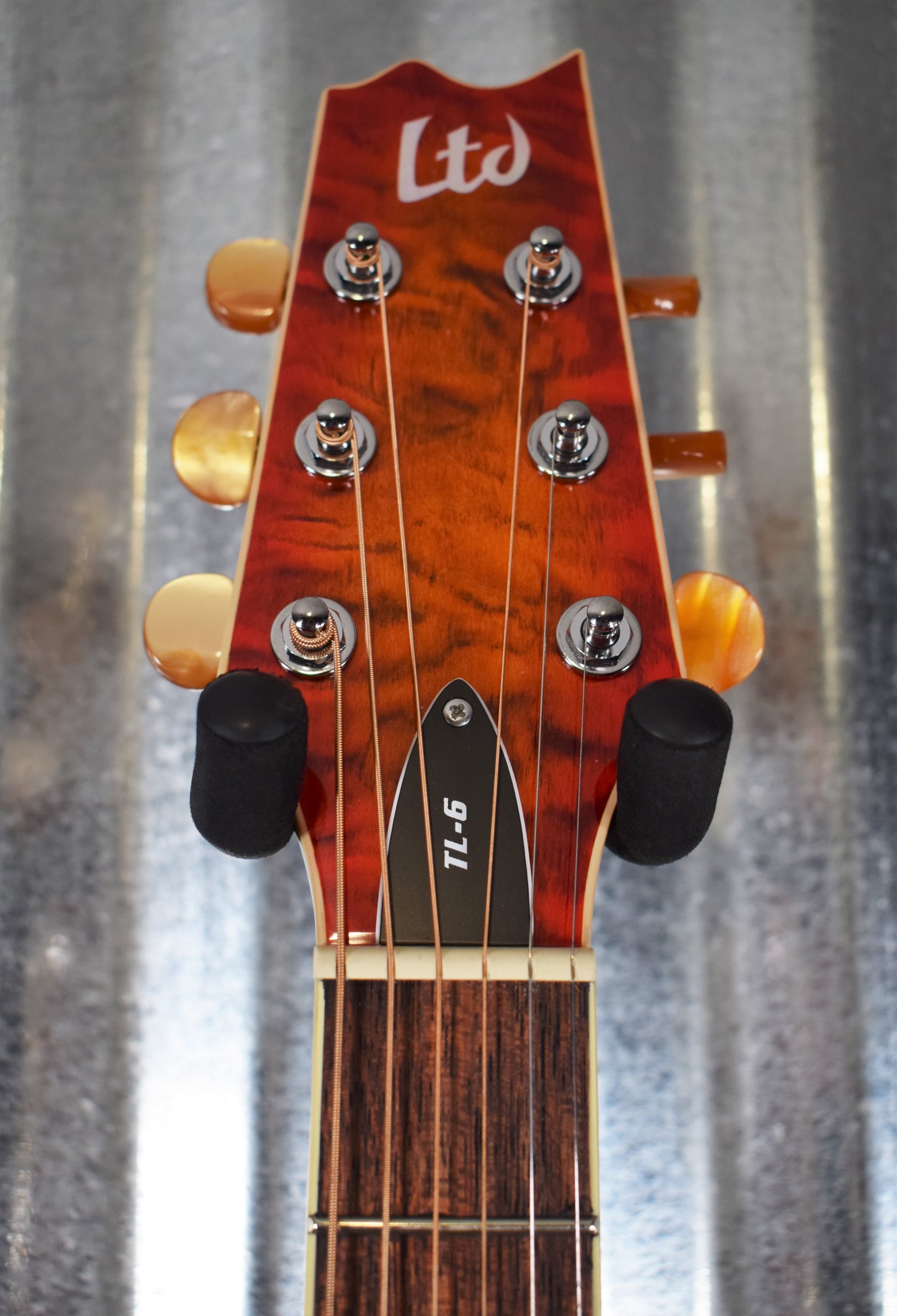 ESP LTD TL-6 Thinline Acoustic Electric Guitar Tiger Eye & Case TL6QMTEB & Case #0259