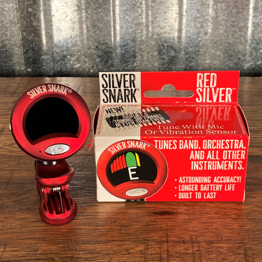 Snark SIL-RED Silver Snark Clip On Chromatic Guitar Bass Tuner Red