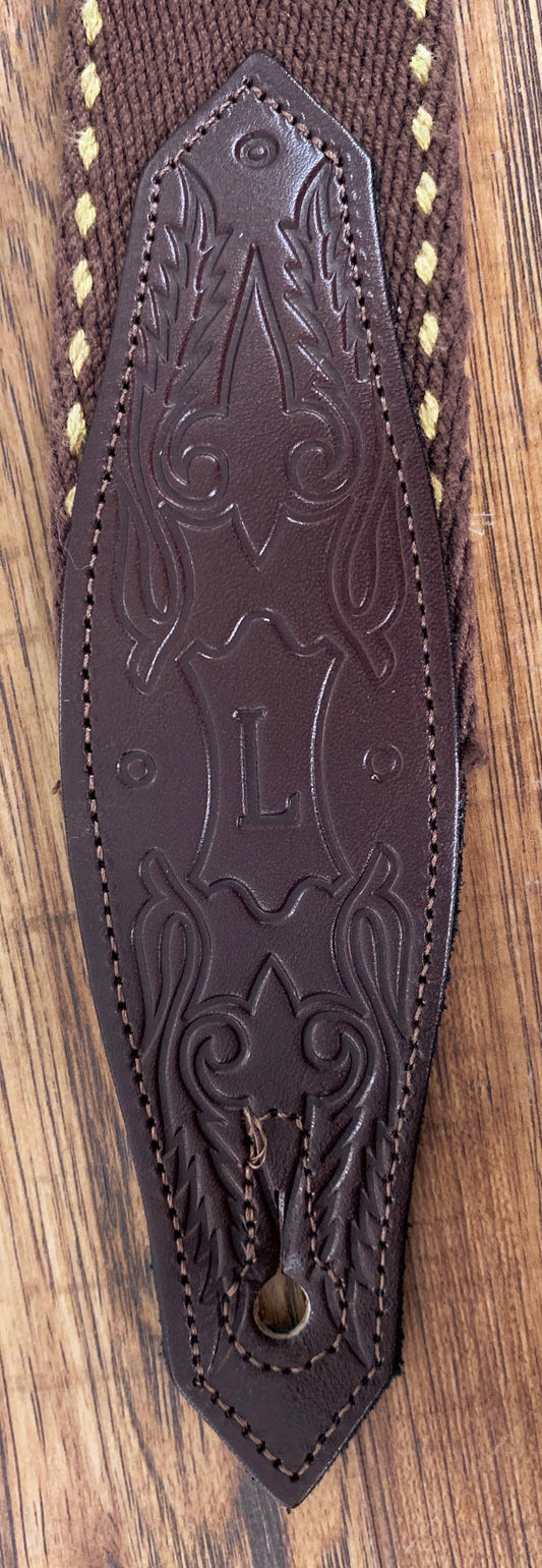 Levy's MSSC80-BRN 2" Heavy-weight Cotton Contrasting Woven Border Guitar Strap Brown