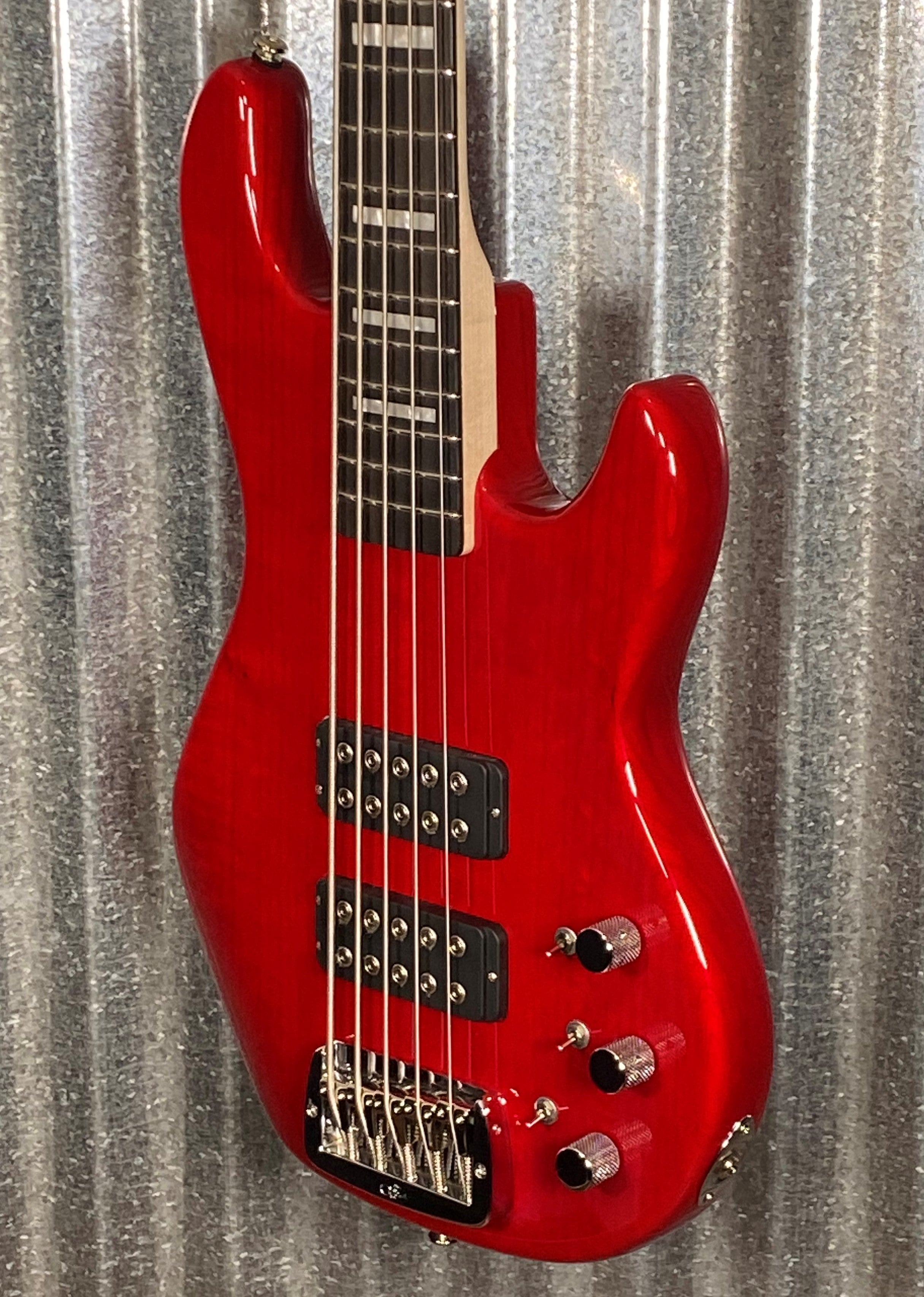 G&L USA Custom L-2500 Clear Red 5 String Bass & Case L2500