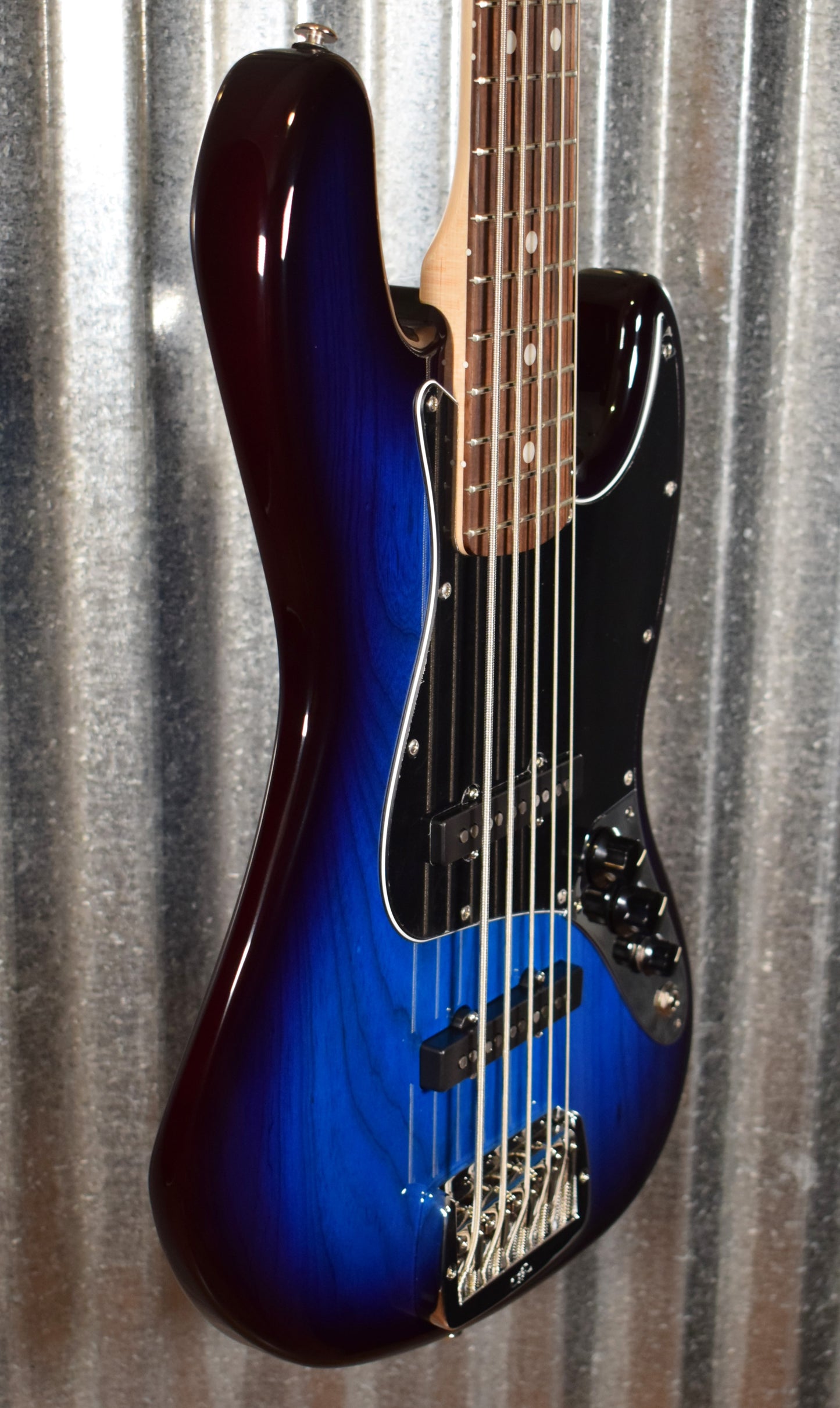 G&L USA JB-5 Blueburst 5 String Jazz Bass Rosewood Satin Neck & Case #6030