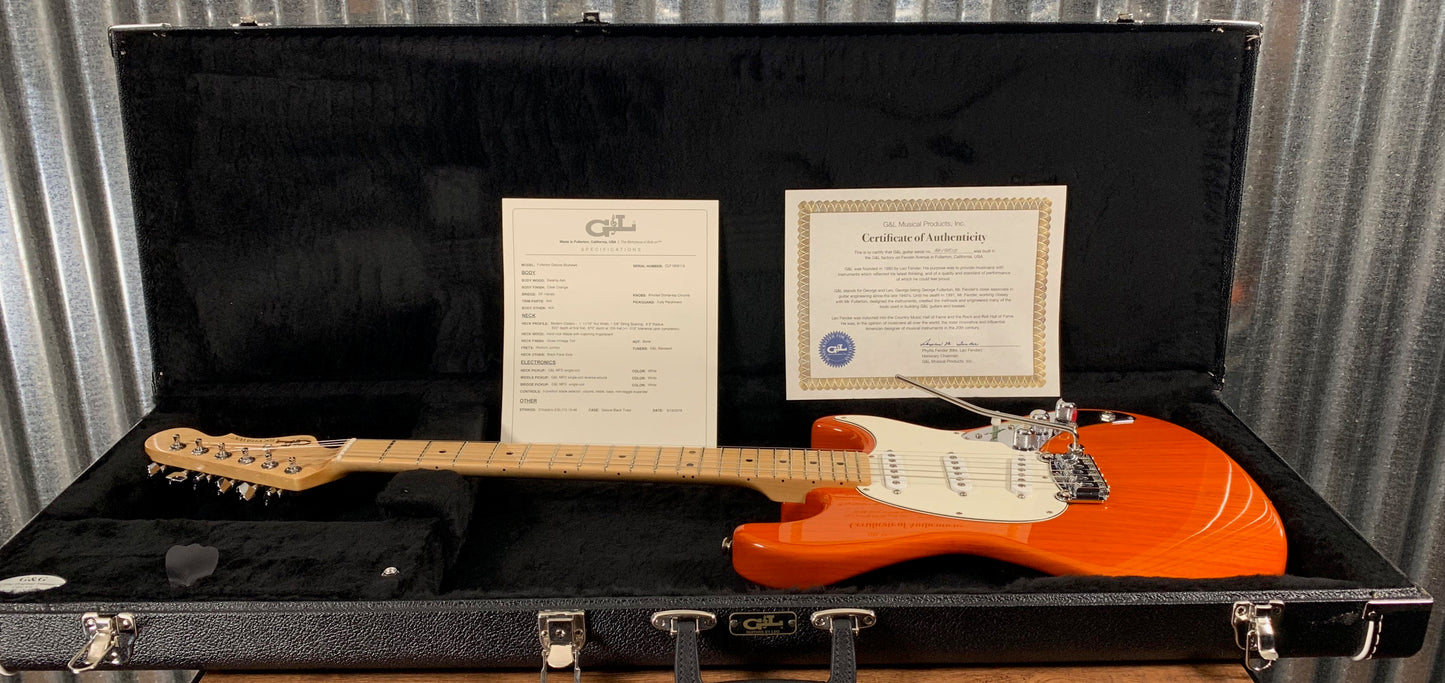 G&L Guitars USA Fullerton Deluxe Skyhawk Clear Orange Guitar & Case 2019 #5115