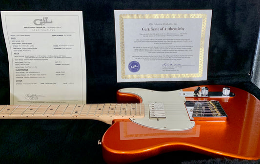 G&L USA Fullerton Custom ASAT Classic Bluesboy Tangerine Metallic Guitar & Case 2018 #3090