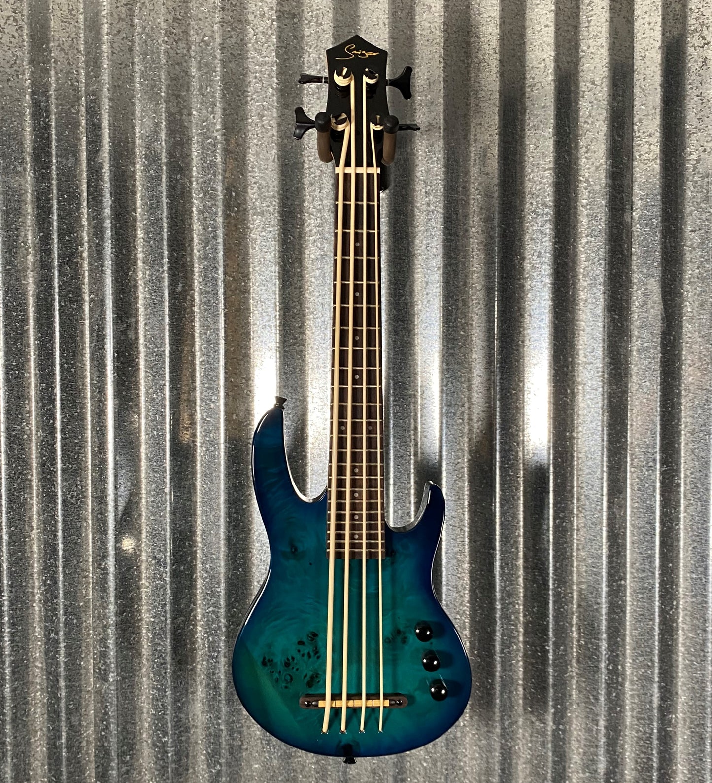 Smiger EUB-02B Burl Top Aquaburst Electric Ukulele Bass #0002