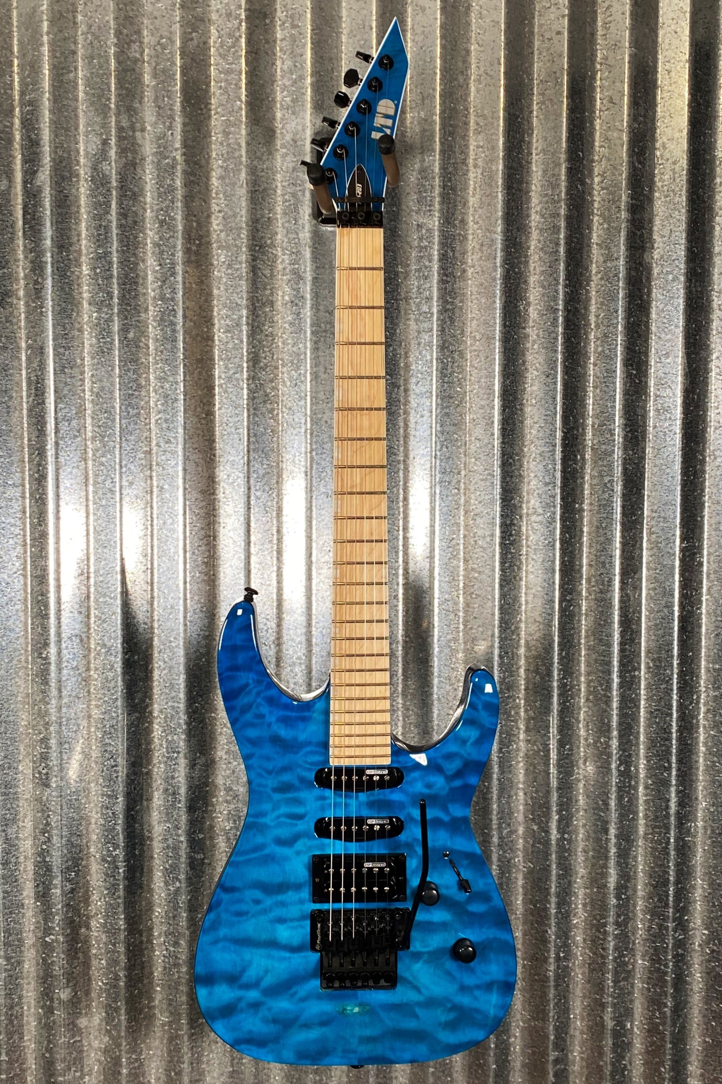 ESP LTD MH-203QM See Thru Blue Quilt Top Guitar MH203QMSTB #0520 Used