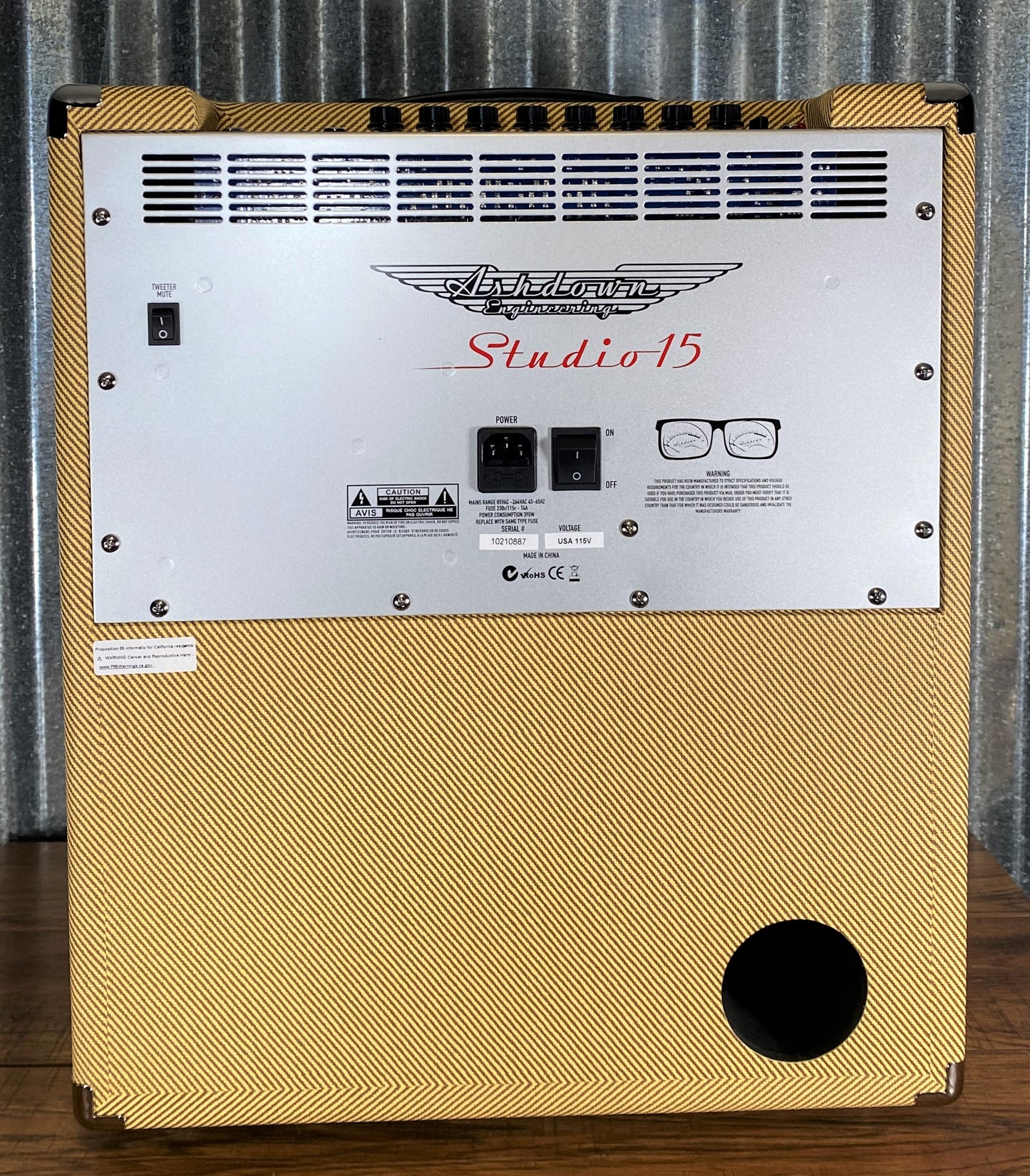 Ashdown TW-STUDIO15 25th Anniversary Studio 15 1x15" 300 Watt Tweed Bass Combo Amplifier
