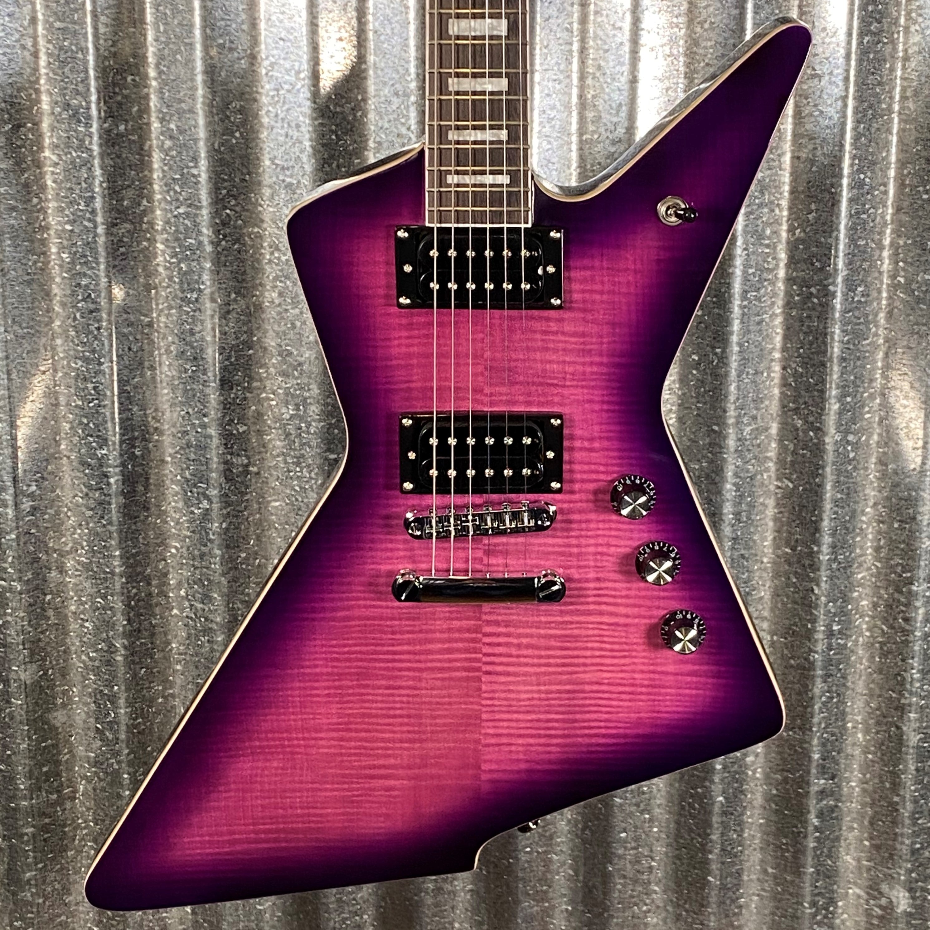 Westcreek Revenge Explorer Flame Transparent Purple Burst Guitar #0248 ...