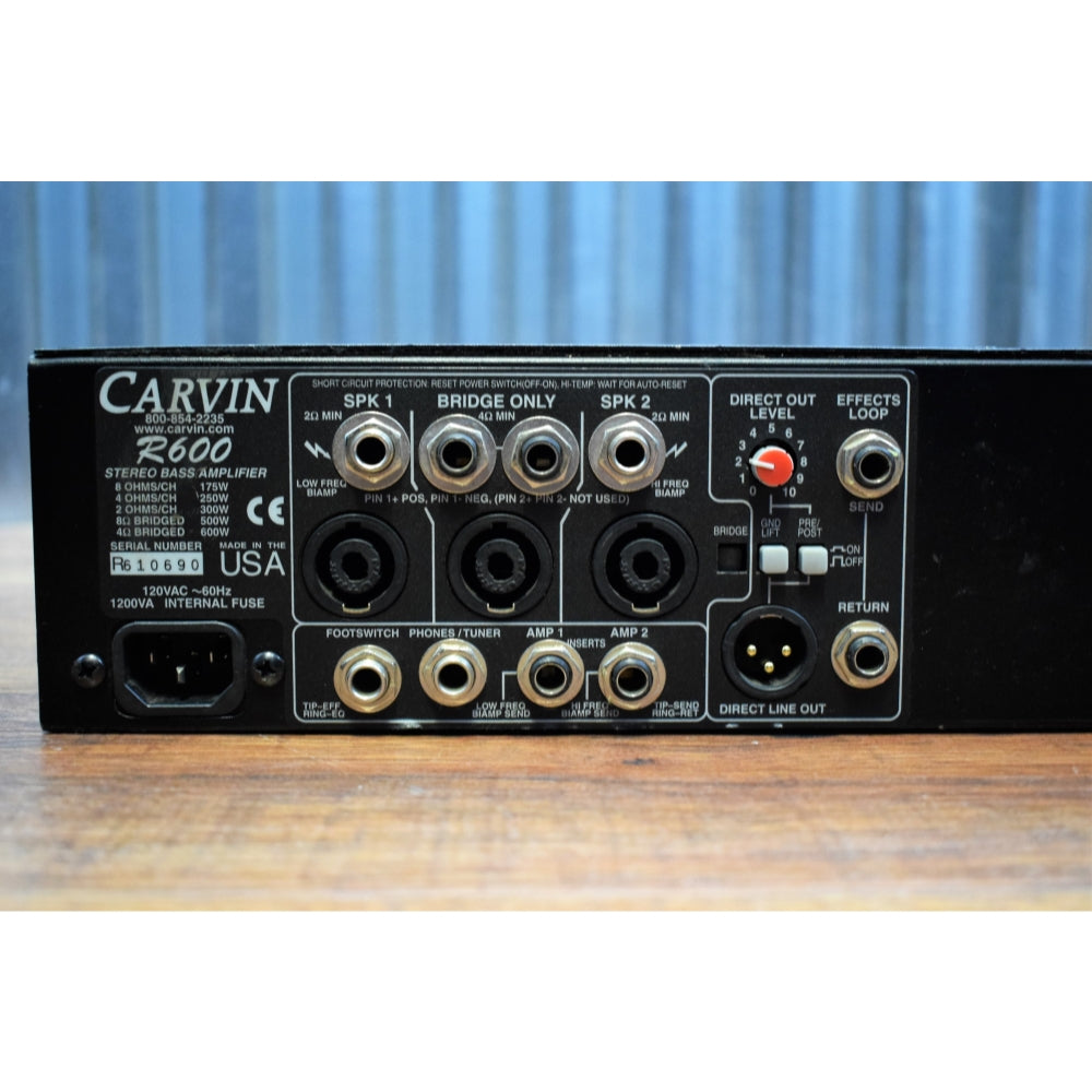 Carvin Redline R600 Series III 600 Watt Stereo Bass Amplifier Rack Head Used
