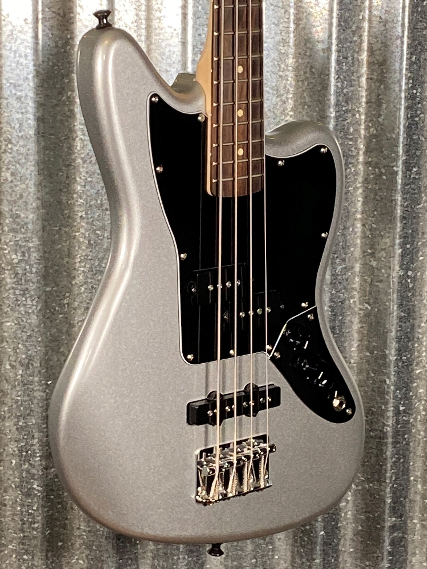 Fender Squier Vintage Modified Jaguar Short Scale 4 String Bass Silver #6989 Used