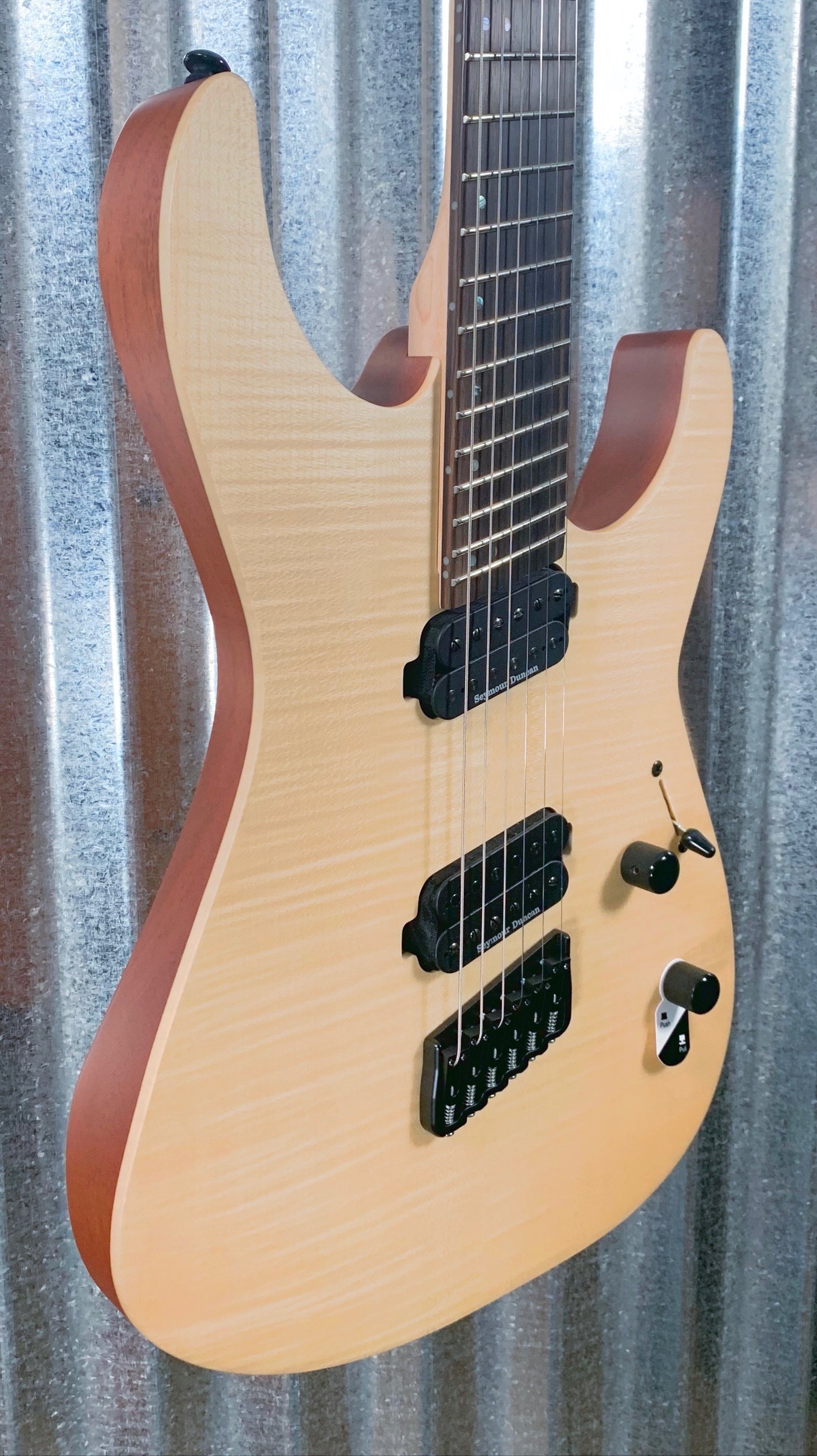ESP LTD M-1000 Multi Scale Flame Natural Satin Guitar & Bag LM1000MSNS #0592