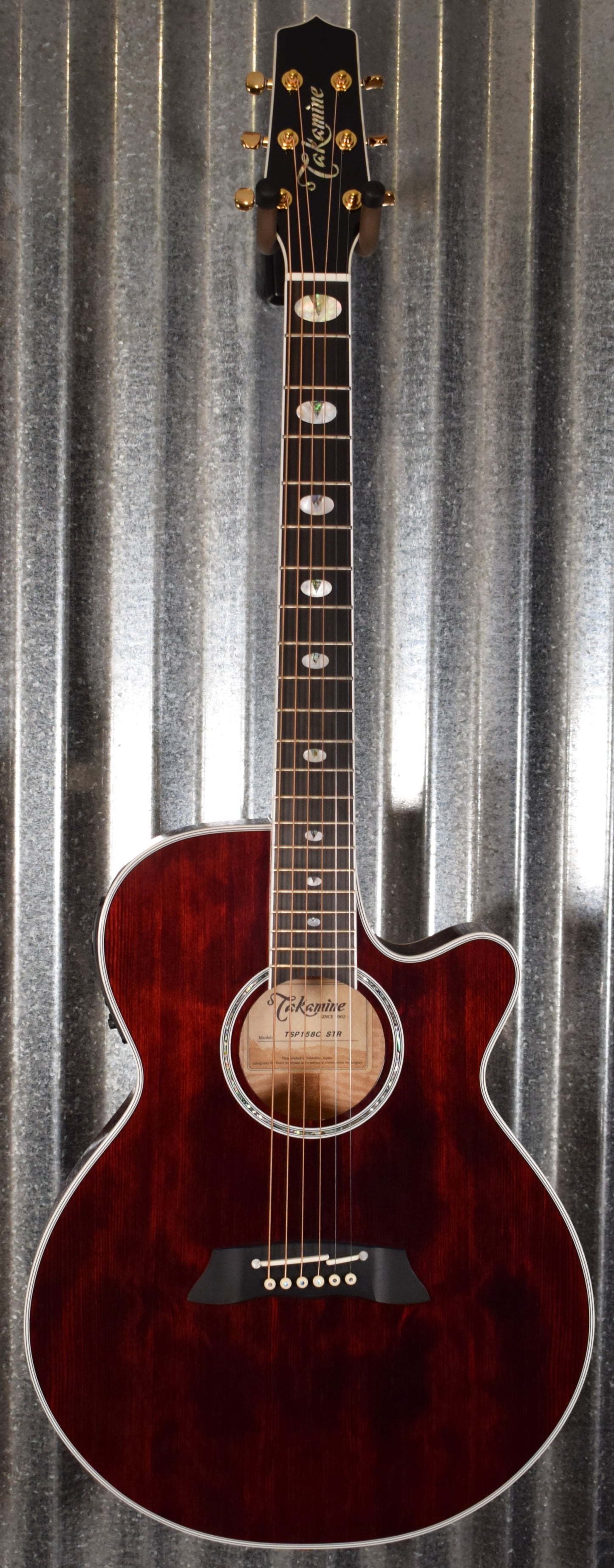 Takamine TSP158C See Thru Red Thinline Acoustic Electric Guitar & Case TSP158CSTR #0247 Used