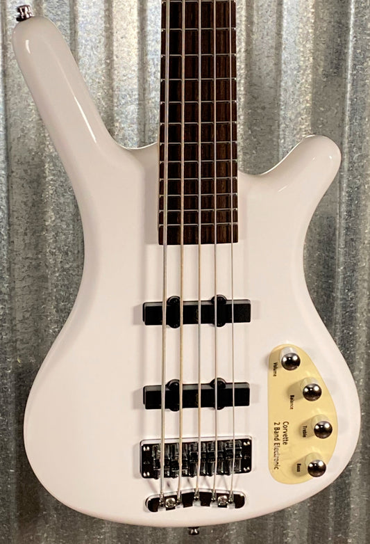Warwick RockBass Corvette Basic Active 5 String Bass Solid White Gloss & Bag #3321