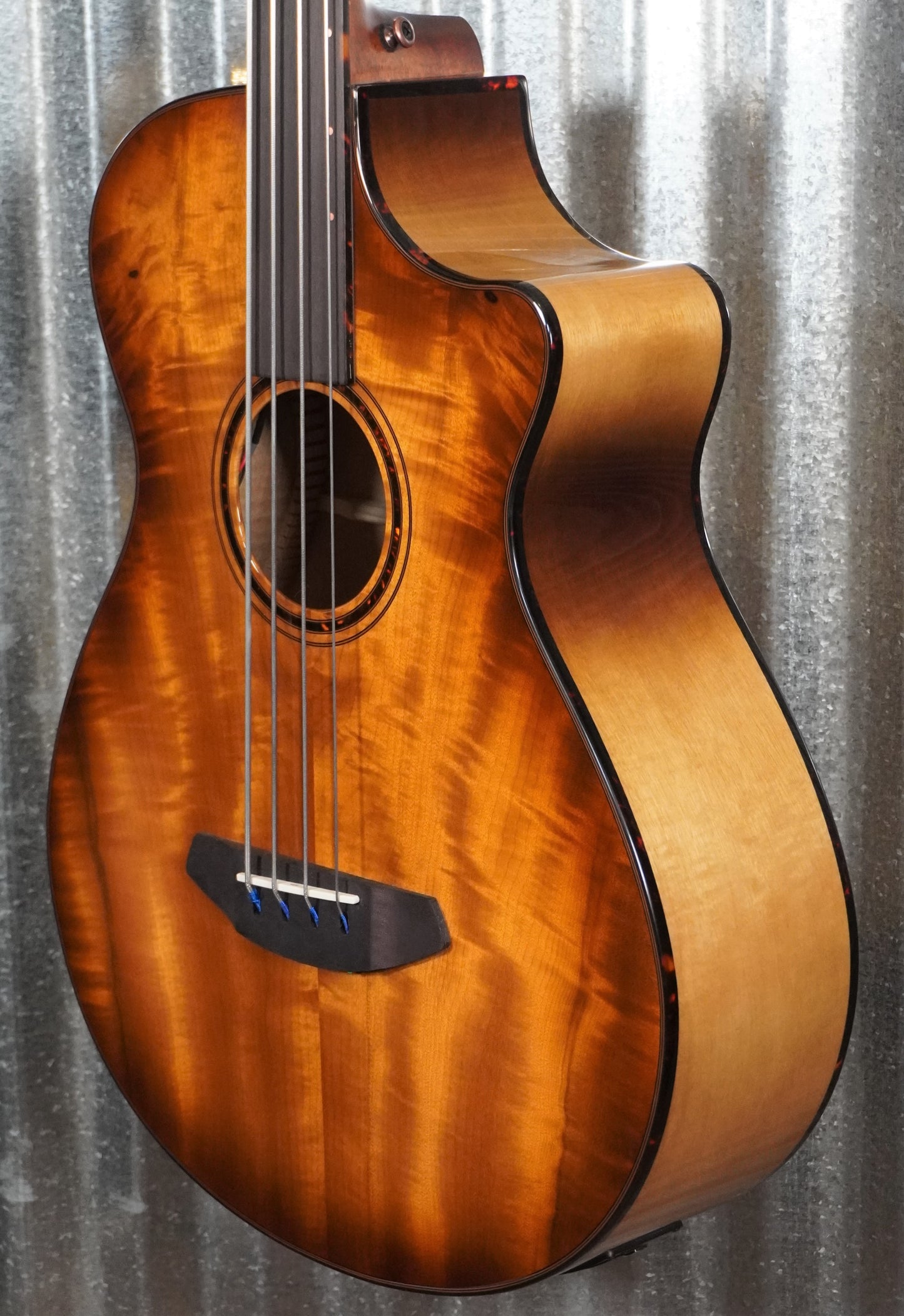 Breedlove Pursuit Exotic S Concerto Amber Acoustic Electric Fretless Bass CE Myrtlewood #4462