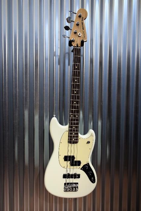 Fender Mustang Bass PJ Olympic White Short Scale 4 String Bass Mexico & Bag #922