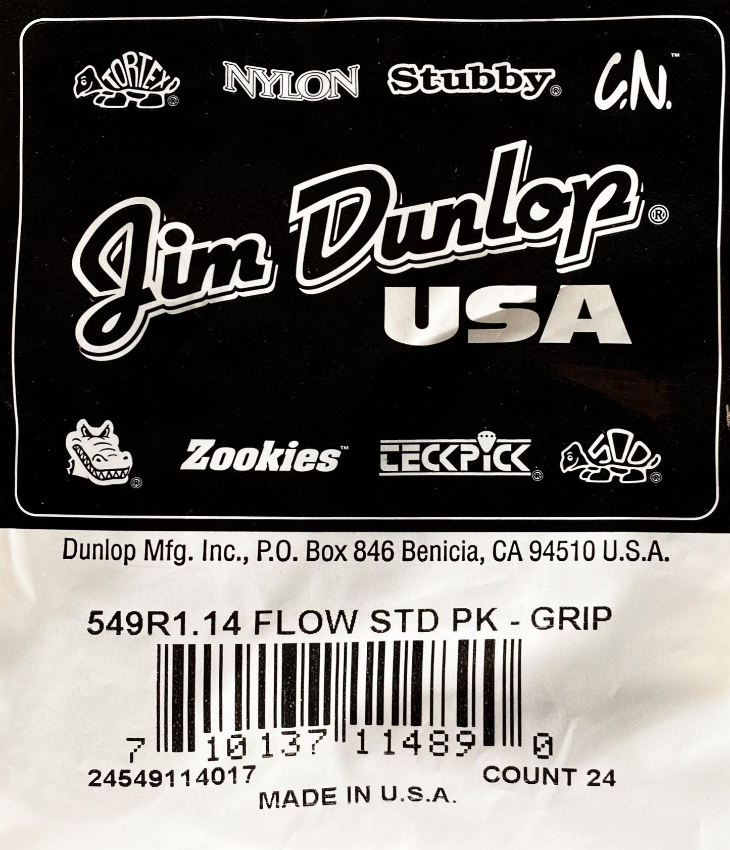 Dunlop 549-114 Flow Standard Grip 1.14mm Bag 24 Count