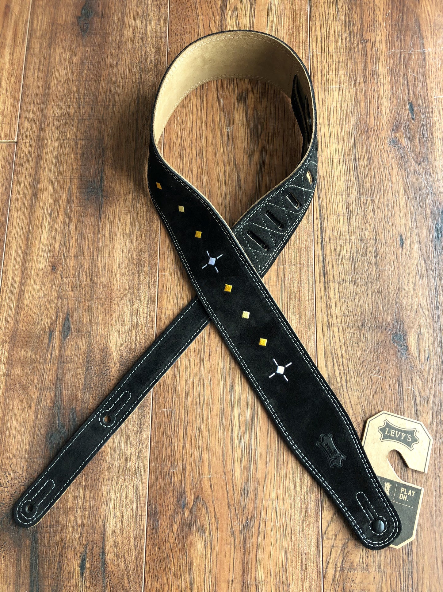 Levy's MS26DDE-BLK 2.5" Adjustable Suede Guitar & Bass Strap Black