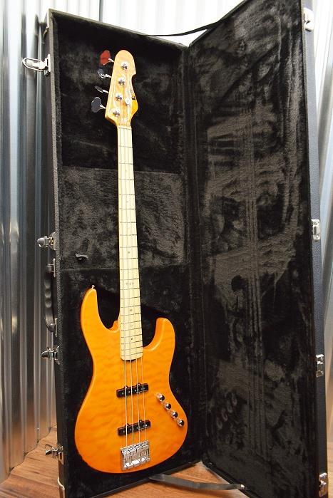 ESP Japan E-II J-4 Quilt Maple Amber 4 String Jazz Bass Seymour Duncan & Case