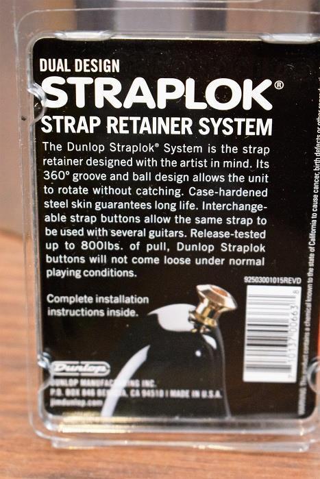 Dunlop Straplok SLS1034G Dual Design Strap Lock Gold Straplock Retainer