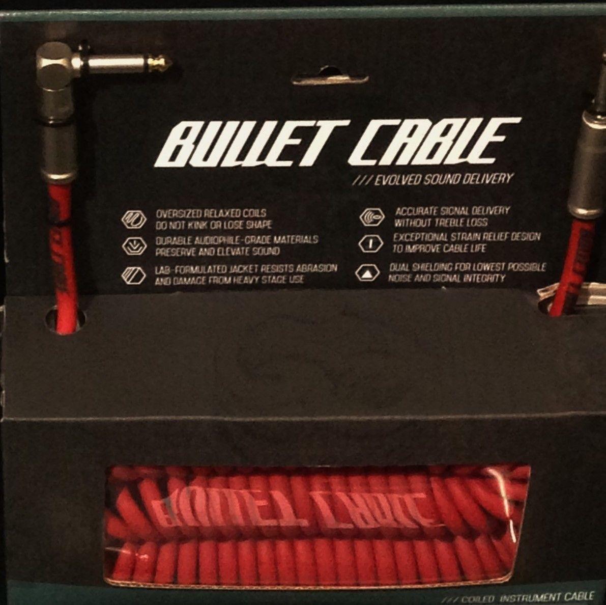 Bullet Cable 30' Coil Red with Angle & Straight for Guitar & Bass BC-30CCR