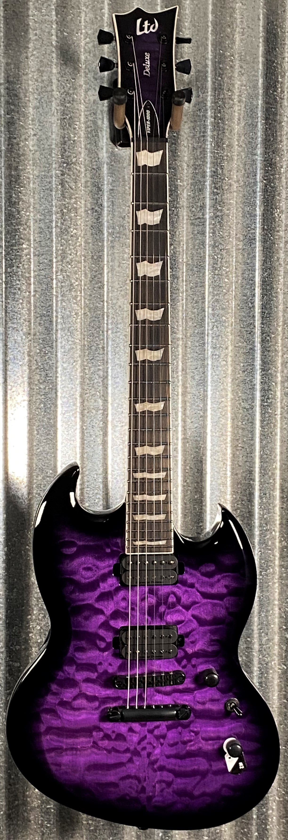 ESP LTD Viper 1000 See Thru Purple Guitar LVIPER1000QMSTPSB #0816