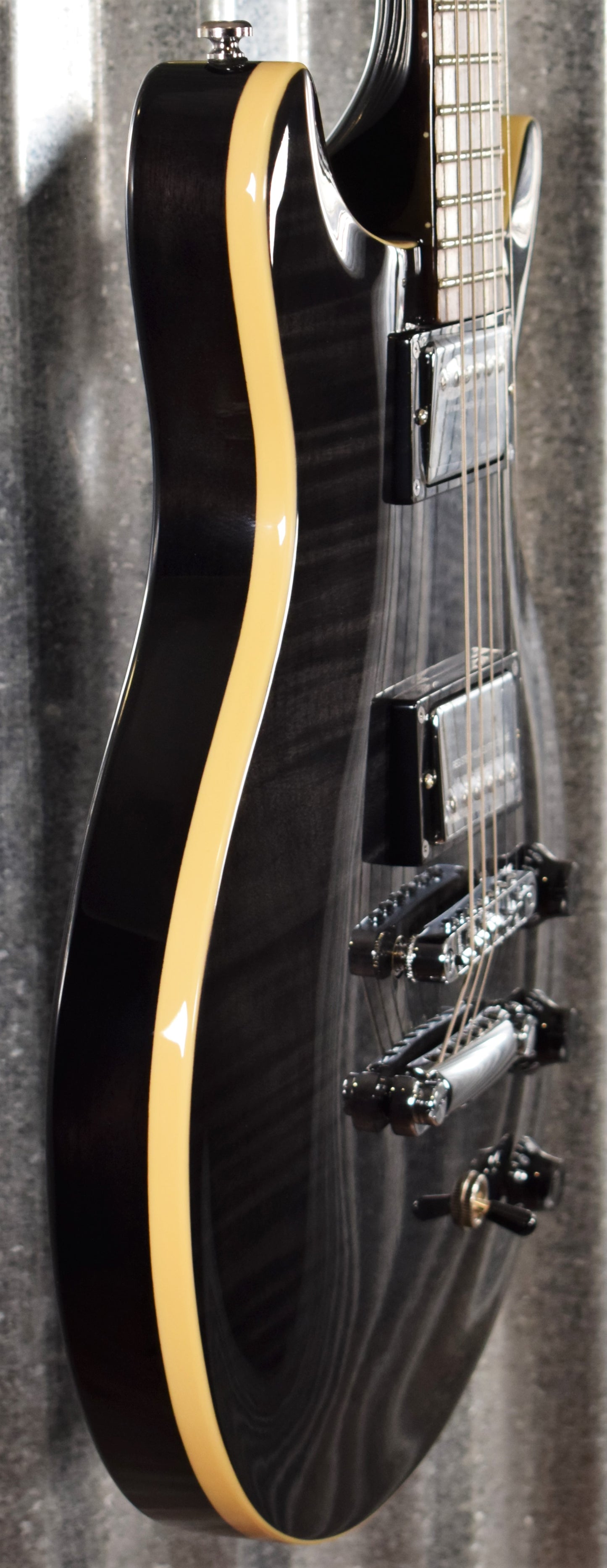 Hamer Archtop Flame Trans Black Double Cut Guitar SATF-TBK #0922 B Stock