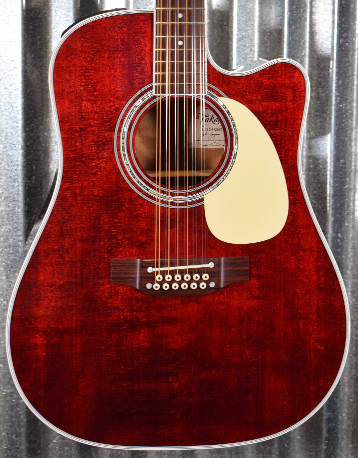 Takamine JJ325SRC-12 String John Jorgenson Gloss Red Acoustic Electric Guitar & Case #0218