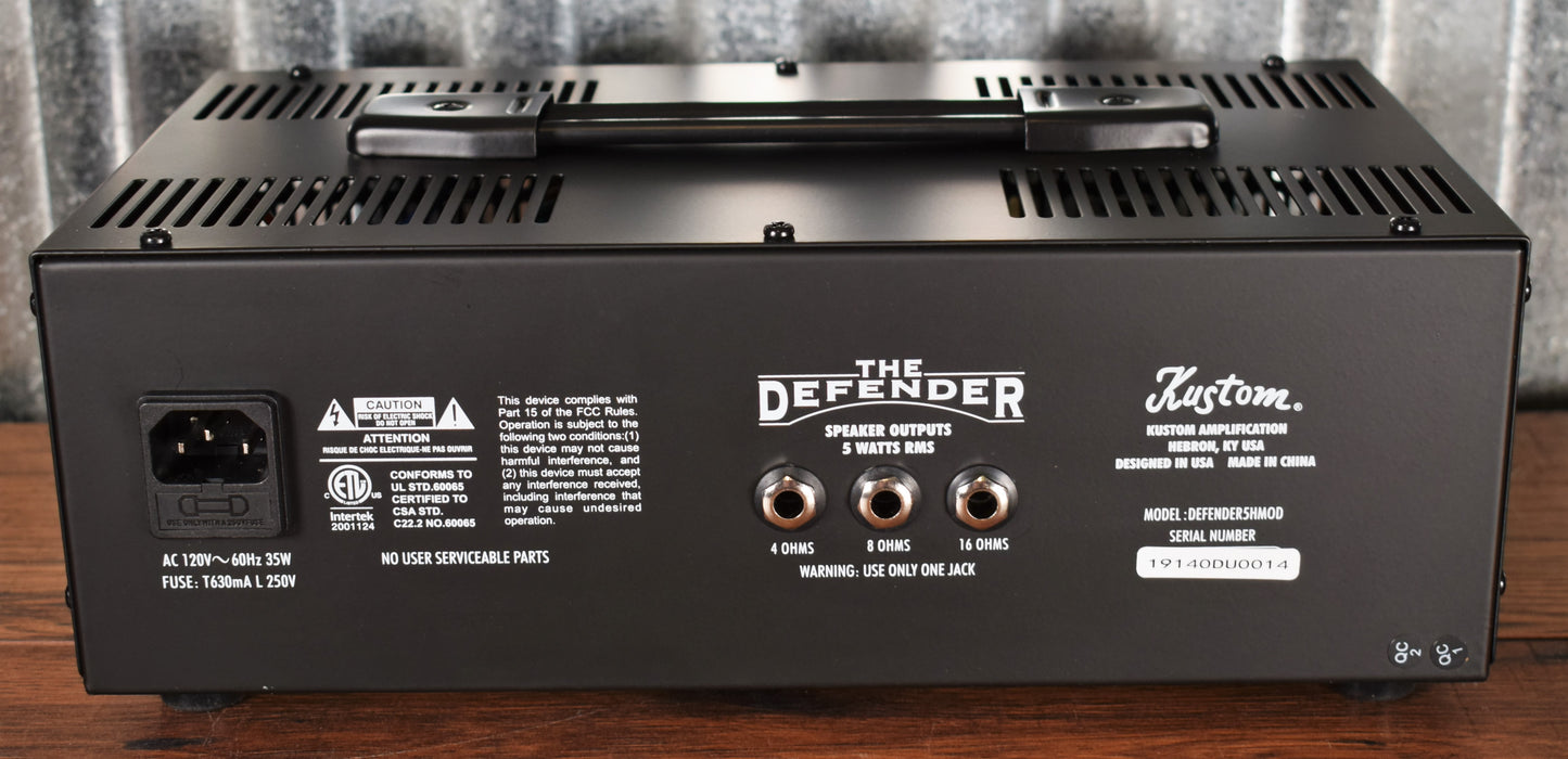 Kustom Amplification Defender 5HMOD 5 Watt All Tube Guitar Amplifier Head Demo