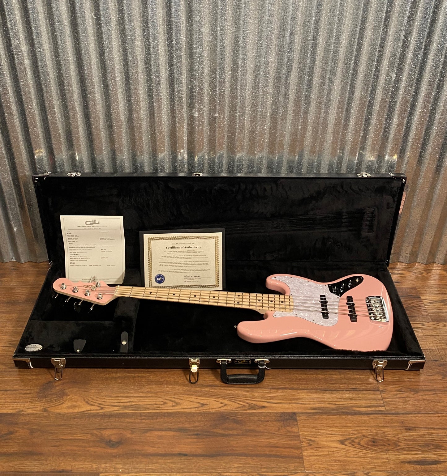 G&L USA JB5 Shell Pink 5 String Bass JB-5 & Case #7293