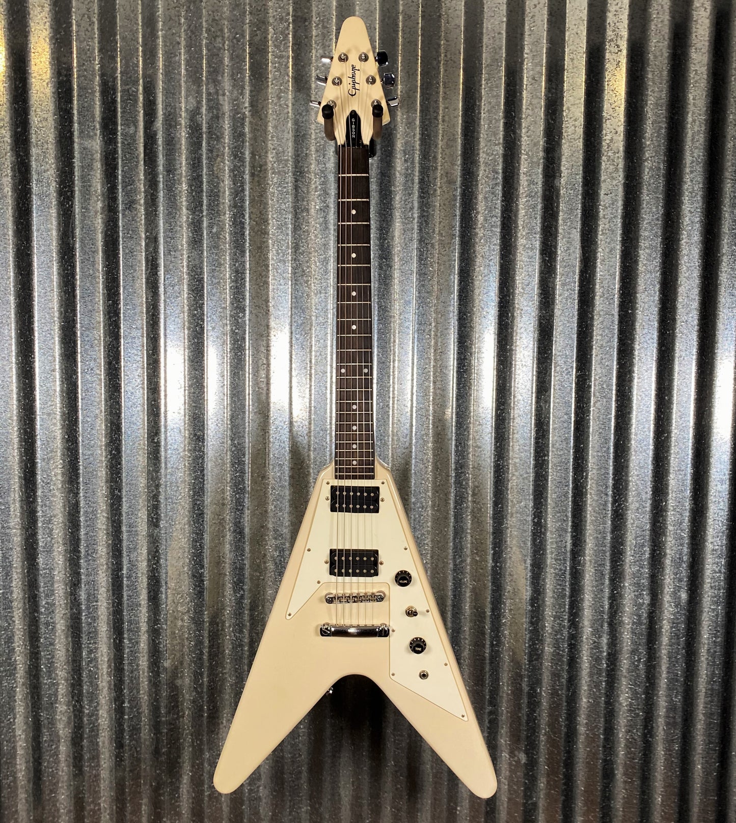 Epiphone Flying V White Guitar & Case #4456 Used