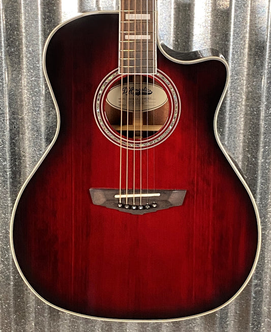 D'Angelico Premier Gramercy Grand Auditorium CE Trans Black Cherry Acoustic Electric Guitar #3995